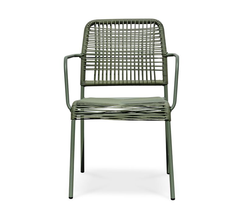 Fauteuil De Jardin Empilable En Corde Et Acier - Vert Olive - Marceau