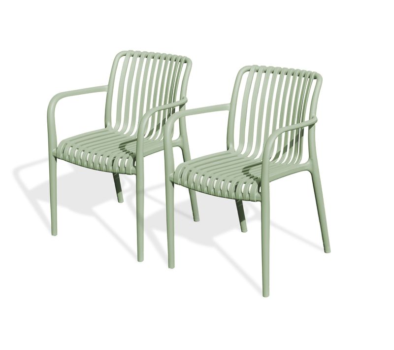 Lot De 2 Fauteuils De Jardin Empilables En Polypropylène - Vert Olive - Tiago