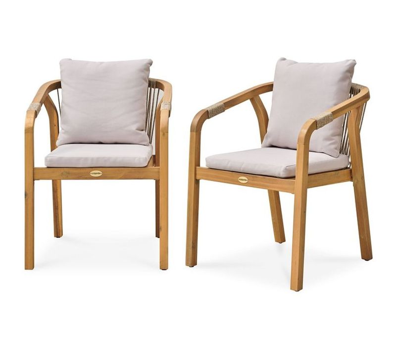 Set De 2 Fauteuils D'extérieur Serena-ft En Acacia Fsc Avec Coussins