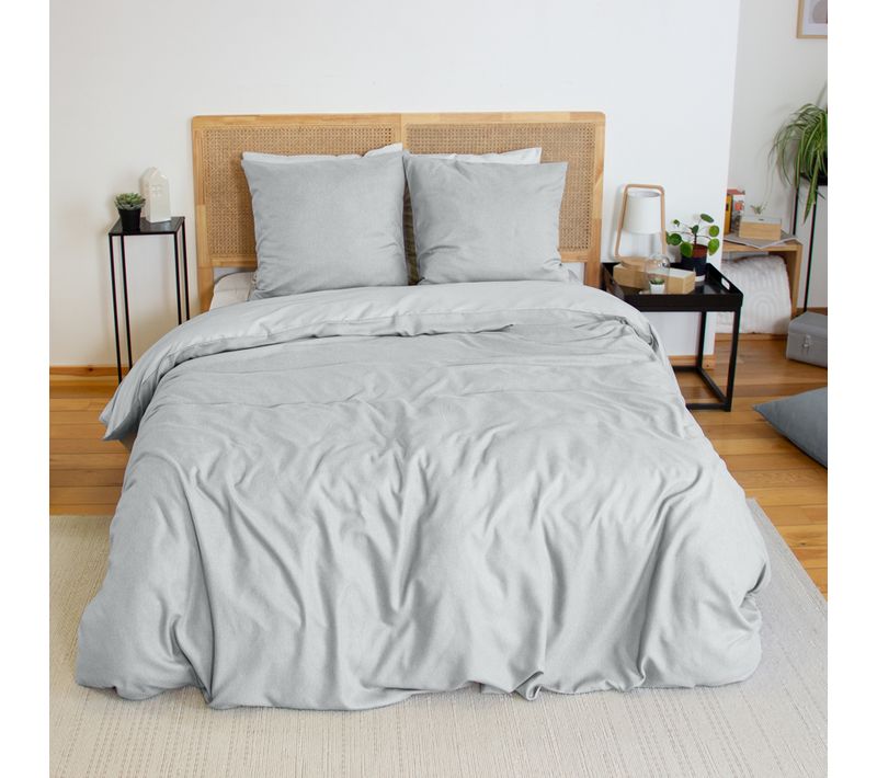 Parure De Lit Flanelle Douce Et Confort - 240x220 Cm - Gris Clair