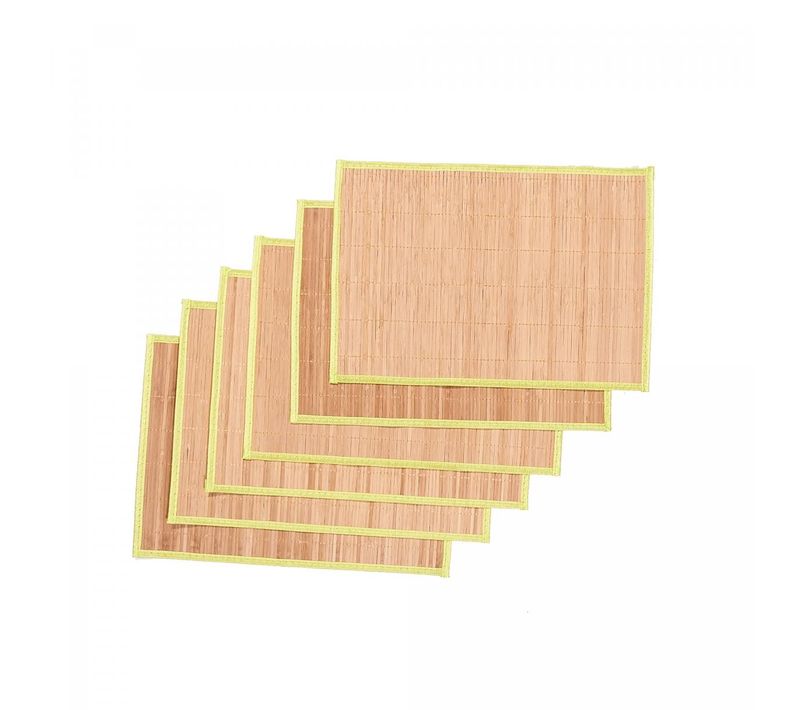 Set De Table Tissé En Bambou Lot De 6 Ba 33x48 Beige Et Vert