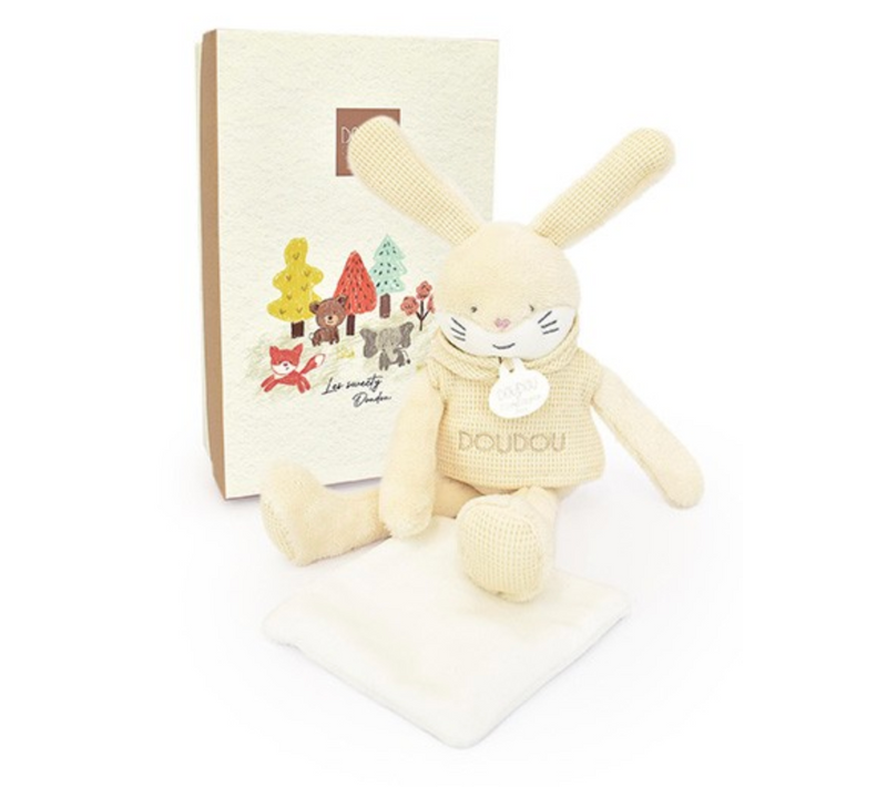 Doudou Lapin Beige Avec Mouchoir - Sweety - 25 Cm