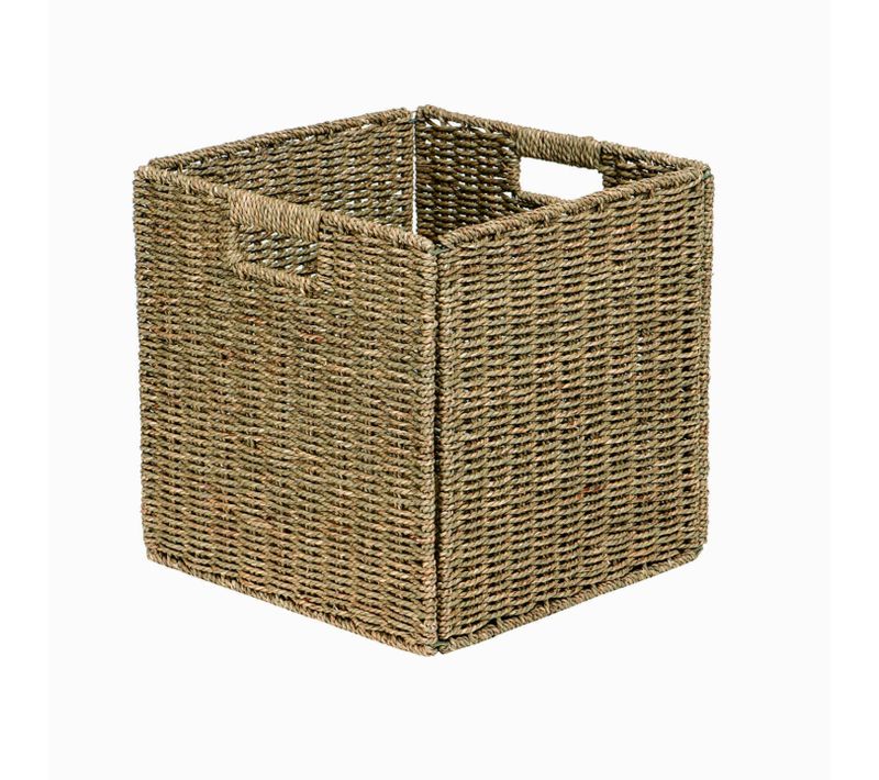 Panier Pliable En Jonc De Mer Naturel 31 X 31 X 31 Cm