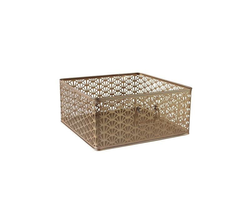 Panier De Rangement En Métal Doré 32 X 32 X 14 Cm