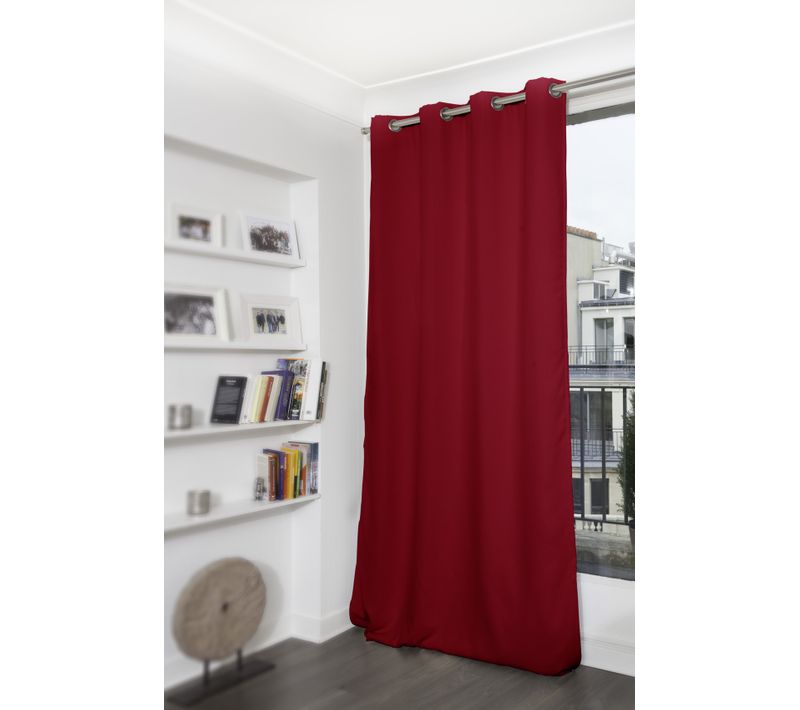 Rideau Grande Hauteur Phonique Thermique Et Occultant - 140x300 Cm - Rouge Foncé