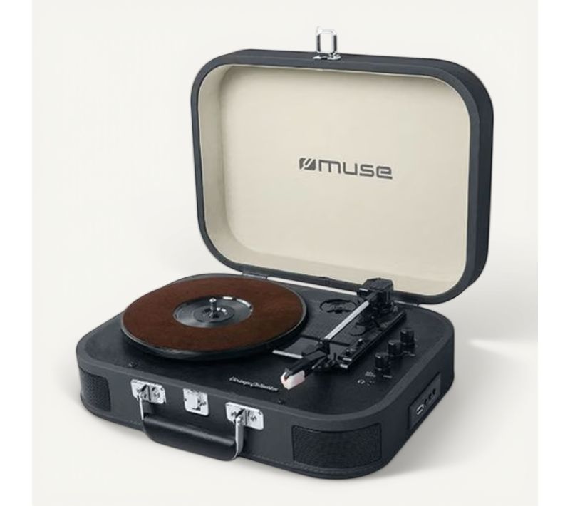 Platine Vinyle Stéréo 3 Vitesses 33/45/78t Avec Bluetooth Mt201dg
