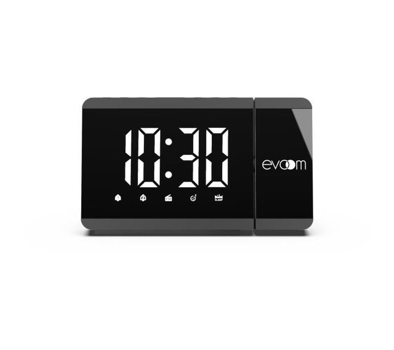 Réveil Projecteur - Evoom - Ev304571 - Noir - Radio Réveil Fm - Projection De L'heure