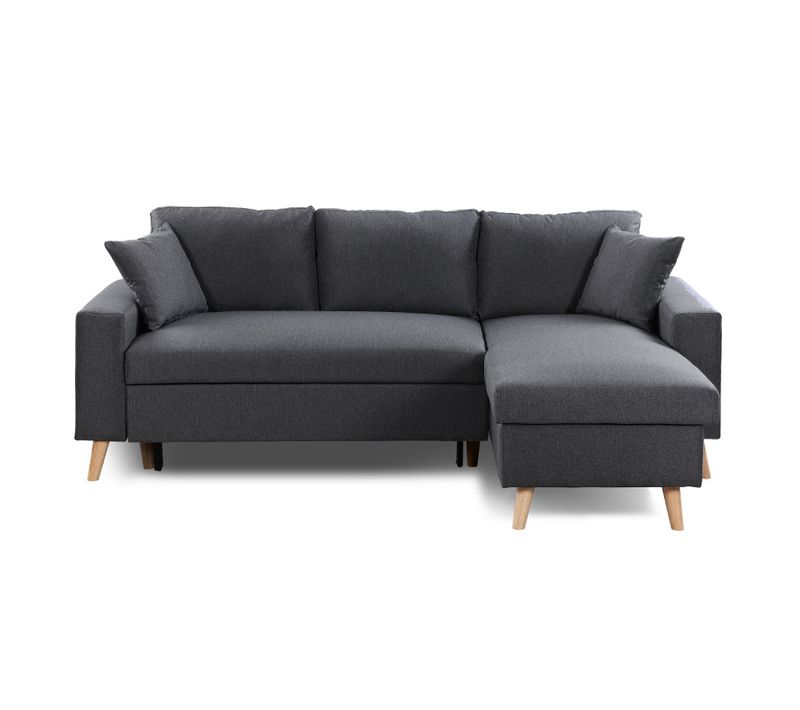 Canapé D'angle Maria Scandinave Réversible Et Convertible -  Gris Foncé