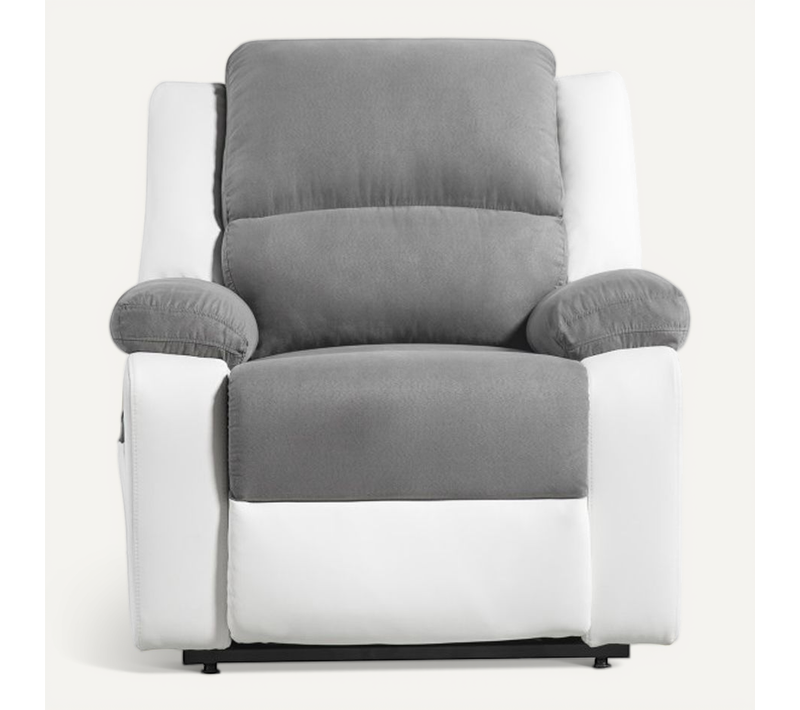 Relaxxo - Fauteuil De Relaxation Releveur électrique 1 Place Microfibre / Simili Leo - Blanc Et Gris