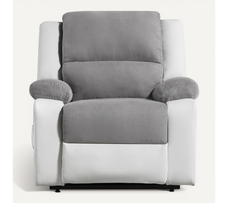 Relaxxo - Fauteuil De Relaxation Electrique Releveur Et Massant - Microfibre / Simili - Blanc / Gris