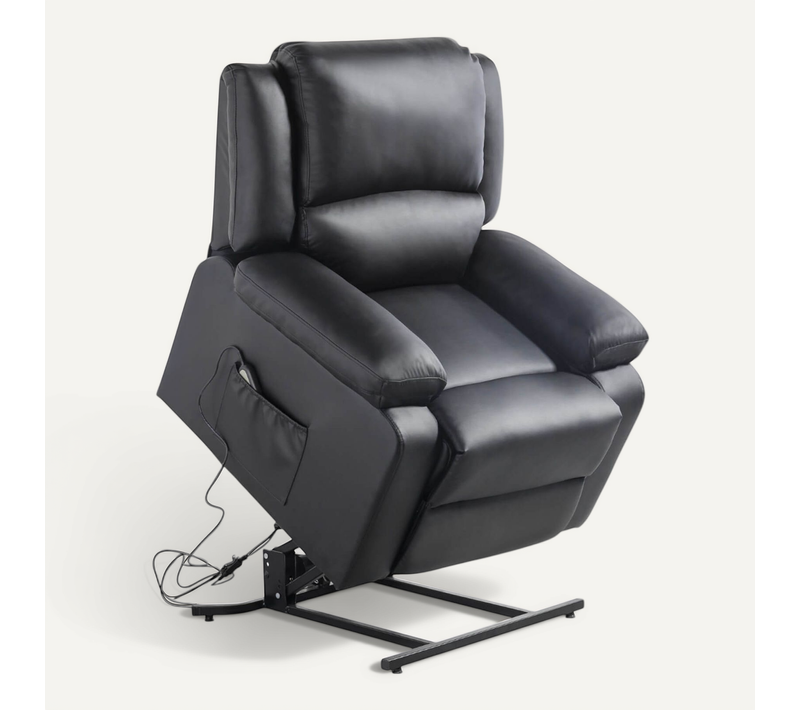 Relaxxo - Fauteuil De Relaxation Releveur électrique 1 Place En Simili Leo - Noir