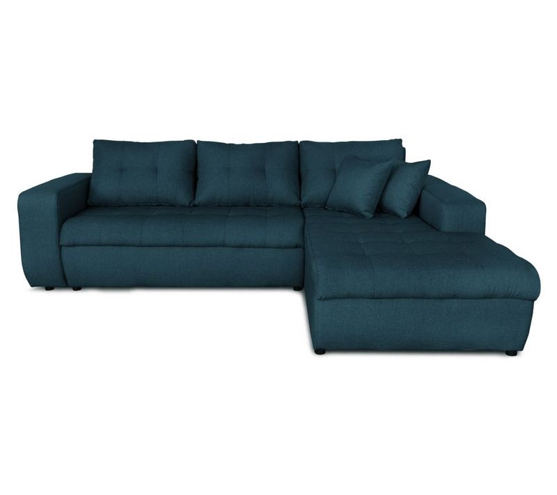 Canapé D'angle Suzie Convertible En Tissu - Angle Droit,  Bleu Pétrole