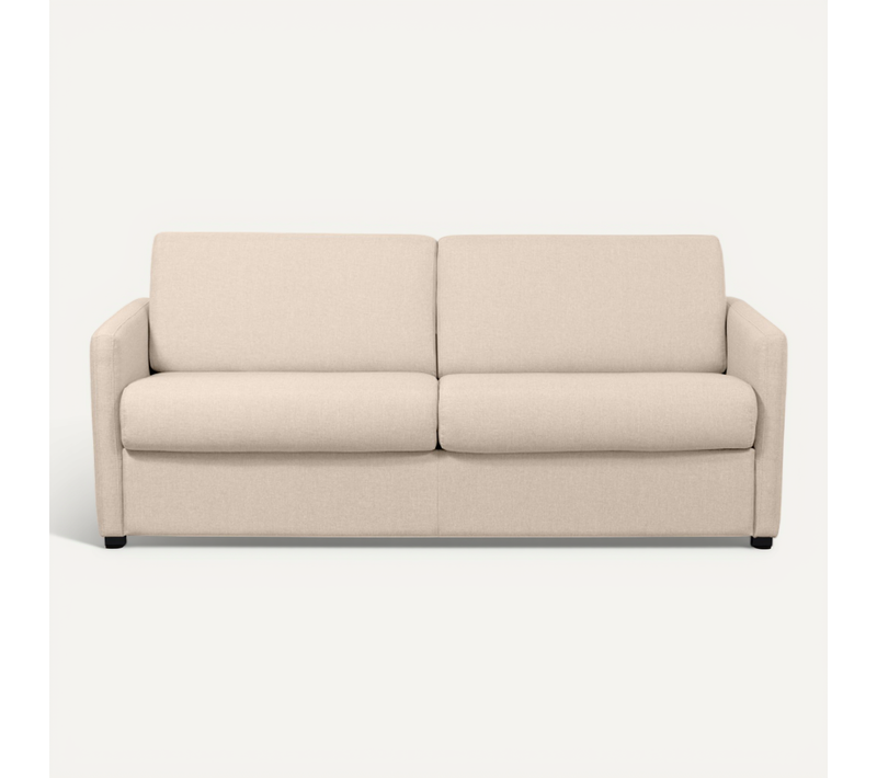Canapé Convertible Express 3 Places Agathe En Tissu - Matelas 13cm - Beige, Couchage 140x190cm