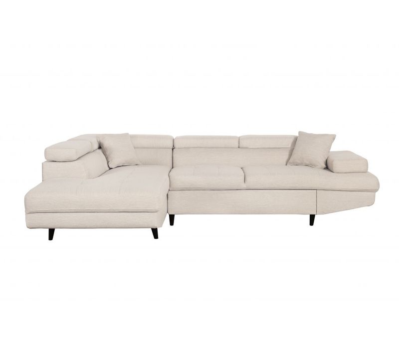 Canapé D'angle Convertible Rio Scandinave Avec Coffre En Tissu - Angle Gauche,  Beige, Pieds - Noir