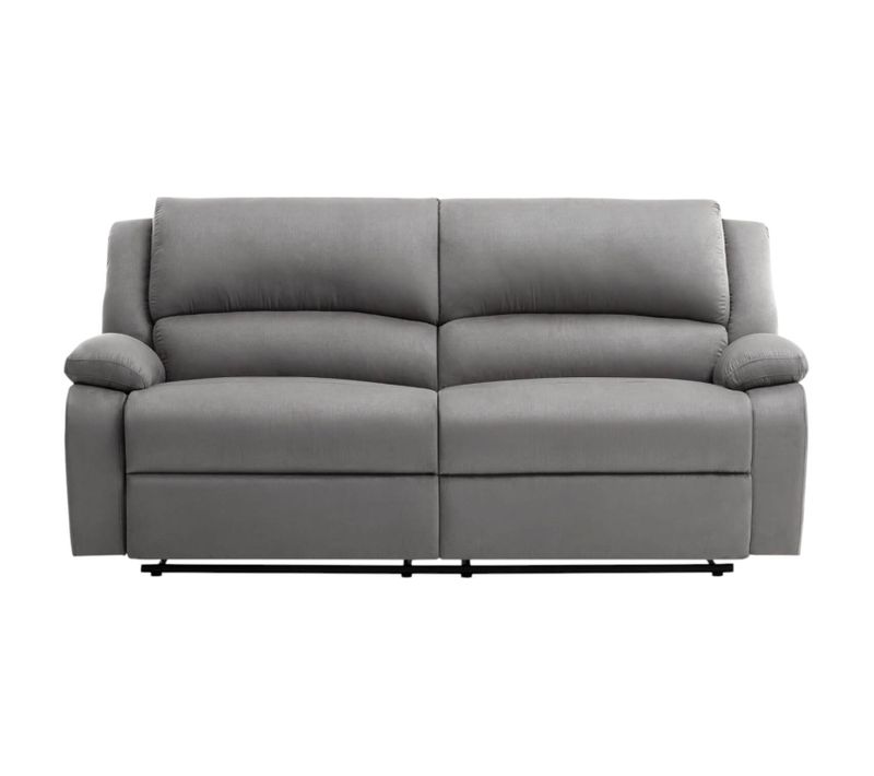 Relaxxo - Canapé Relax Manuel 3 Places Avec 2 Assises XXL Leo En Microfibre - Gris
