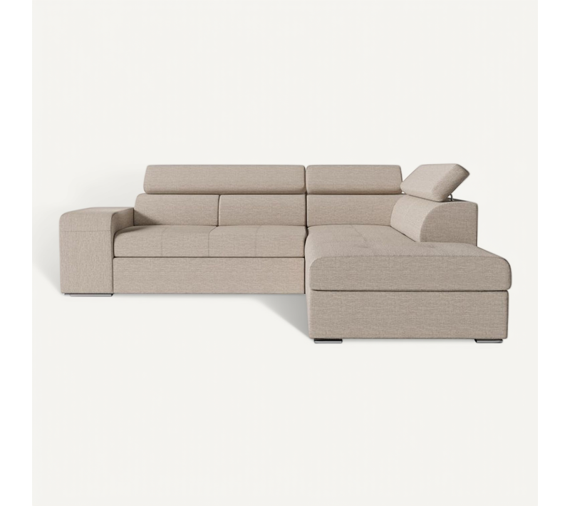 Canapé D'angle Soan Convertible En Tissu - Beige - Angle Droit