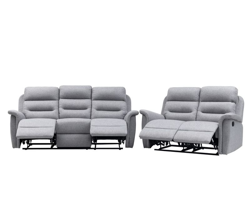 Relaxxo - Ensemble Canapés Relax Manuels Léon 3 + 2 Places En Tissu Gris Clair