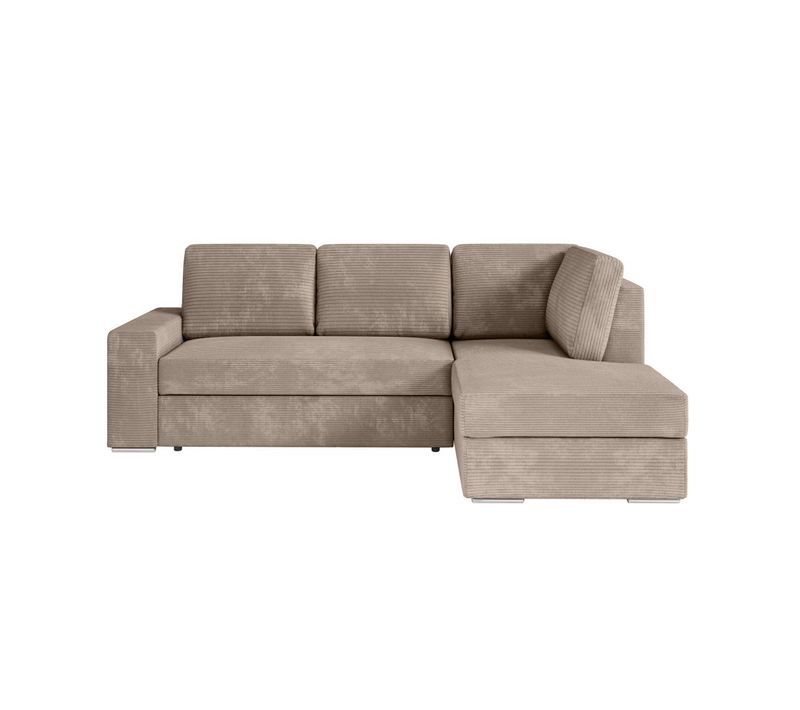 Aden - Canapé D'angle Convertible Avec Coffre En Velours Côtelé - Angle Droit - Taupe