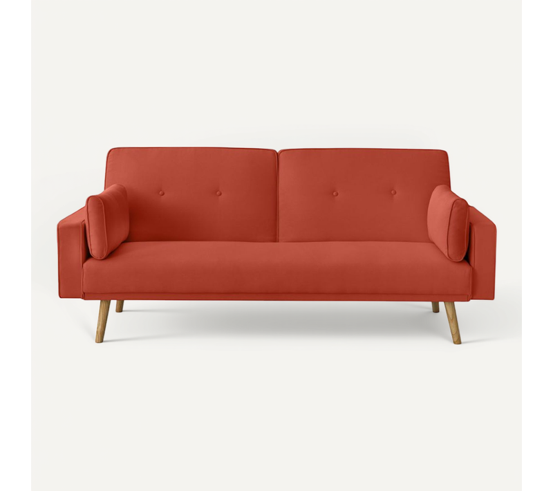 Canapé Droit Scandinave Elga Convertible 3 Places En Tissu - Rouille