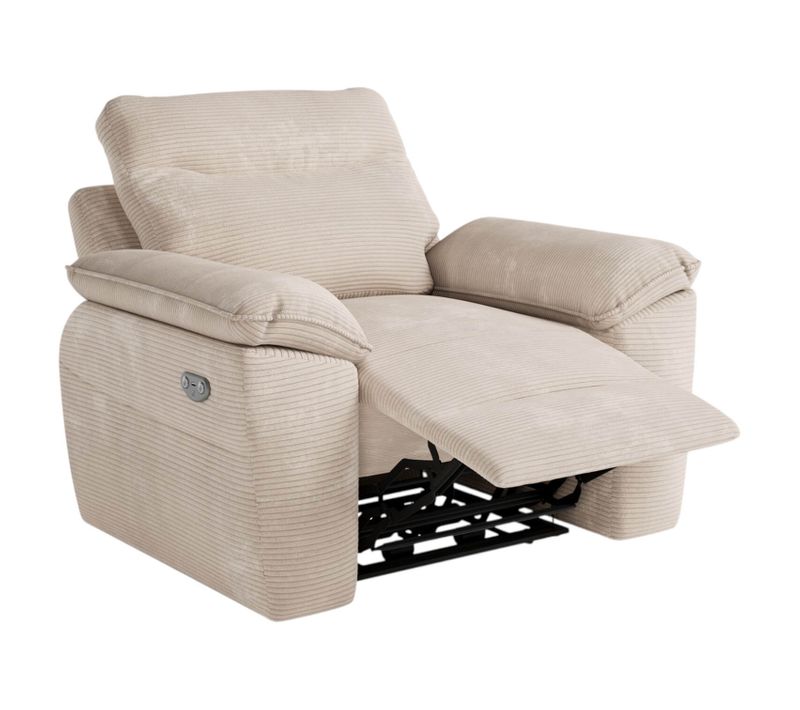 Fauteuil De Relaxation Électrique Ross En Velours Côtelé - Beige