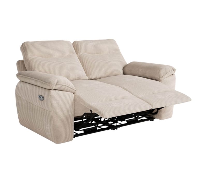 Canapé De Relaxation Électrique Ross 2 Places En Velours Côtelé - Beige