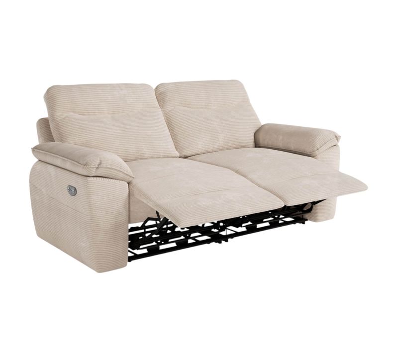 Canapé De Relaxation Électrique Ross 3 Places En Velours Côtelé - Beige