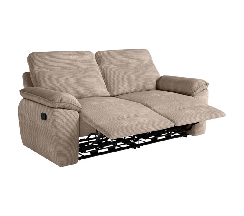 Canapé De Relaxation Manuel Ross 3 Places En Velours Côtelé - Taupe