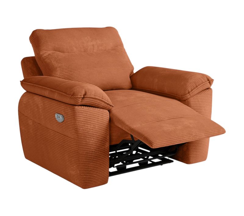 Fauteuil De Relaxation Électrique Ross En Velours Côtelé - Terracotta