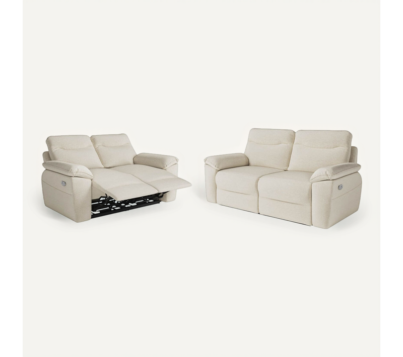 Pack - Canapé De Relaxation Ross électrique 2 Et 3 Places En Tissu Antitache - Beige