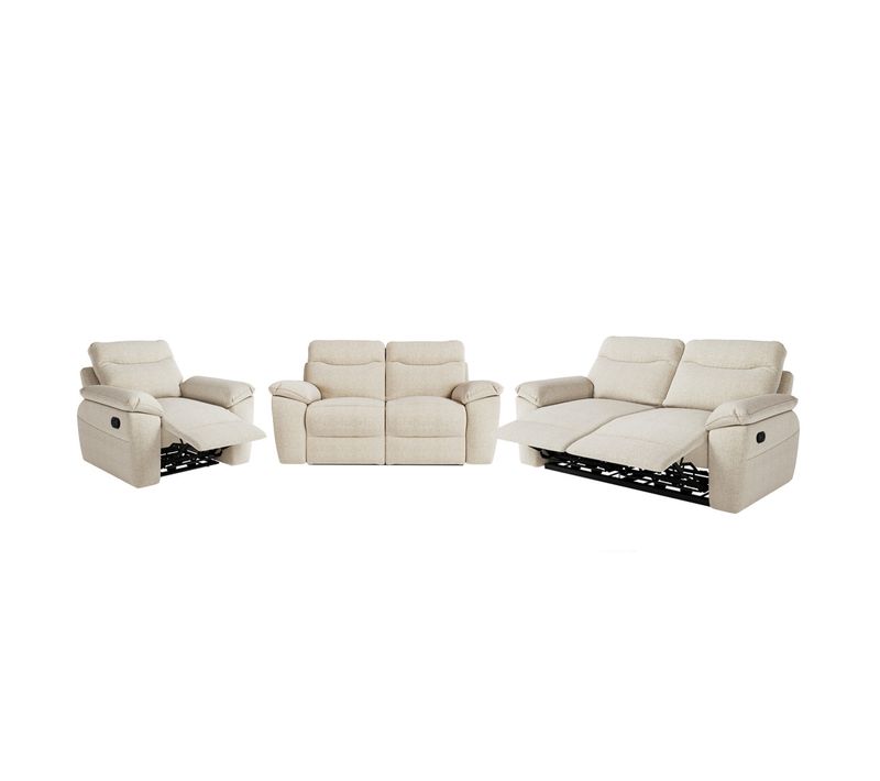 Canapés De Relaxation Ross Manuels 3 Et 2 Places Et Fauteuil En Tissu Texturé 3d - Beige