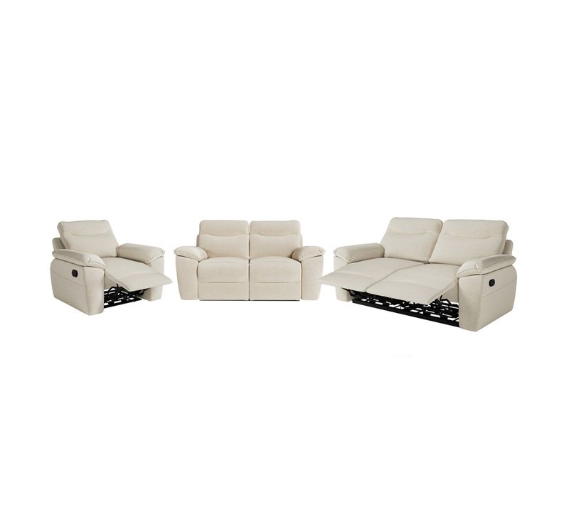 Canapés De Relaxation Ross Manuels 3 Et 2 Places Et Fauteuil En Tissu Antitache - Beige