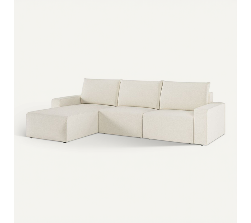 Canapé D'angle Réversible 4 Places Romane En Tissu Easy Clean Antitache - Beige
