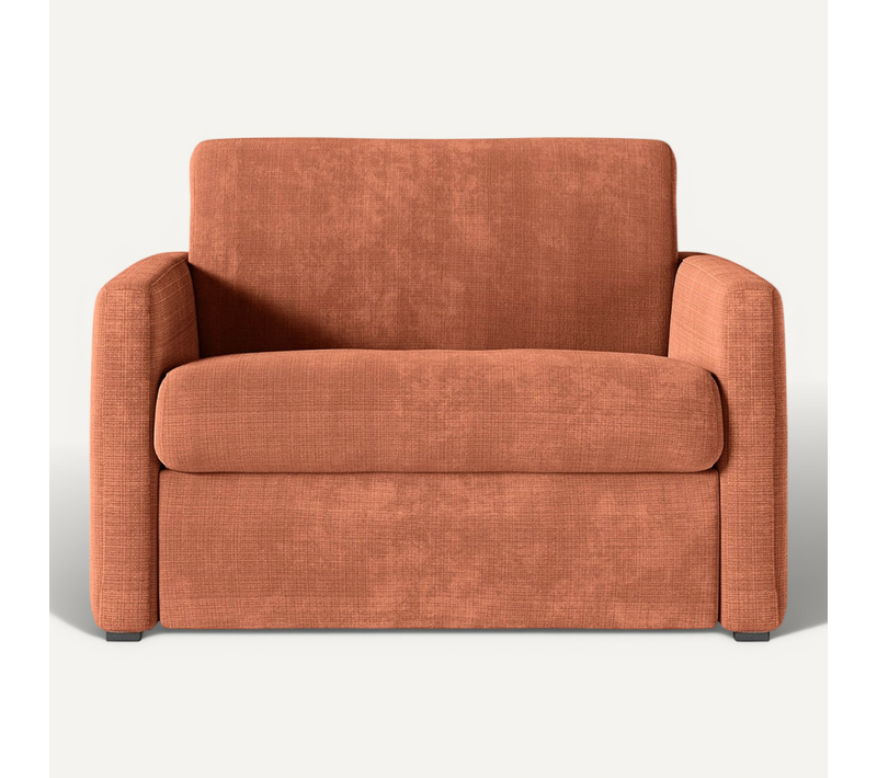 Fauteuil Agathe Convertible Express 70x190cm En Tissu Chenille Terracotta - Matelas 13cm