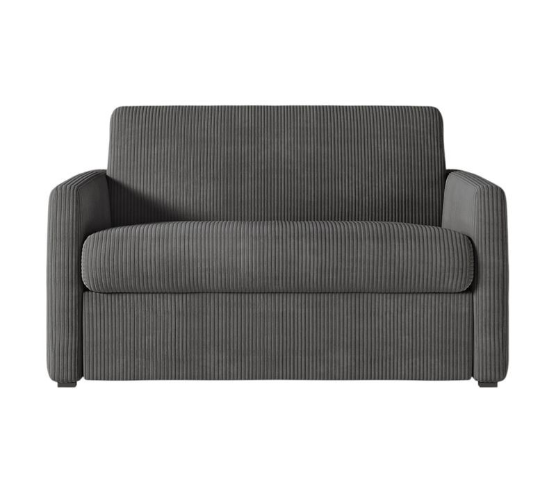 Fauteuil Agathe Convertible Express 100x190cm En Velours Côtelé Gris Foncé - Matelas 13cm