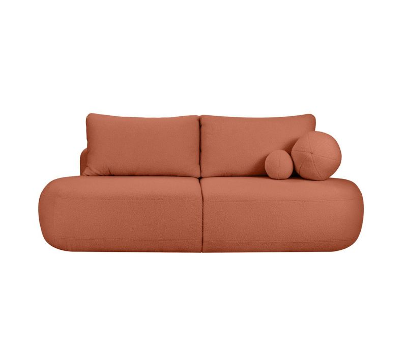 Canapé Convertible Droit 4 Places Fabio En Tissu Bouclette - Terracotta