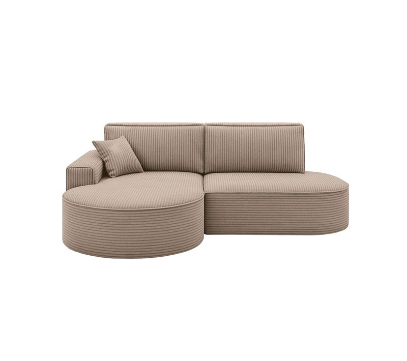 Canapé D'angle Gauche Convertible 4 Places Marlo En Velours Cotelé - Taupe