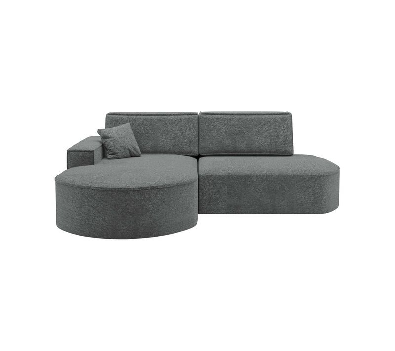 Canapé D'angle Gauche Convertible 4 Places Marlo En Tissu Chenille - Gris Foncé