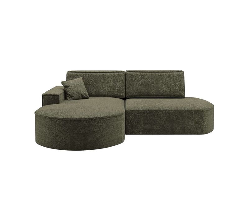 Canapé D'angle Gauche Convertible 4 Places Marlo En Tissu Chenille - Vert Foncé