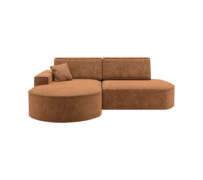 Canapé D'angle Gauche Convertible 4 Places Marlo En Tissu Chenille - Terracotta