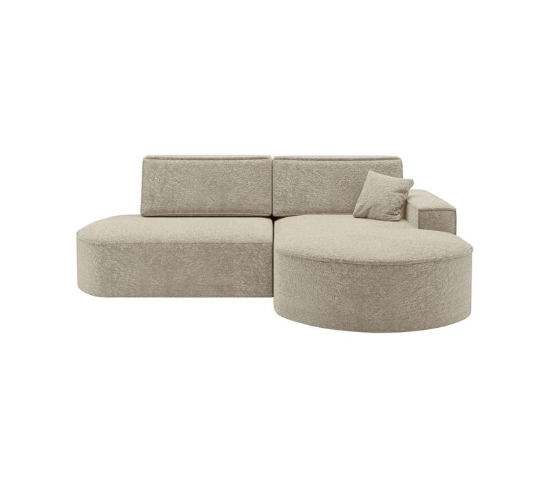 Canapé D'angle Droit Convertible 4 Places Marlo En Tissu Chenille - Beige