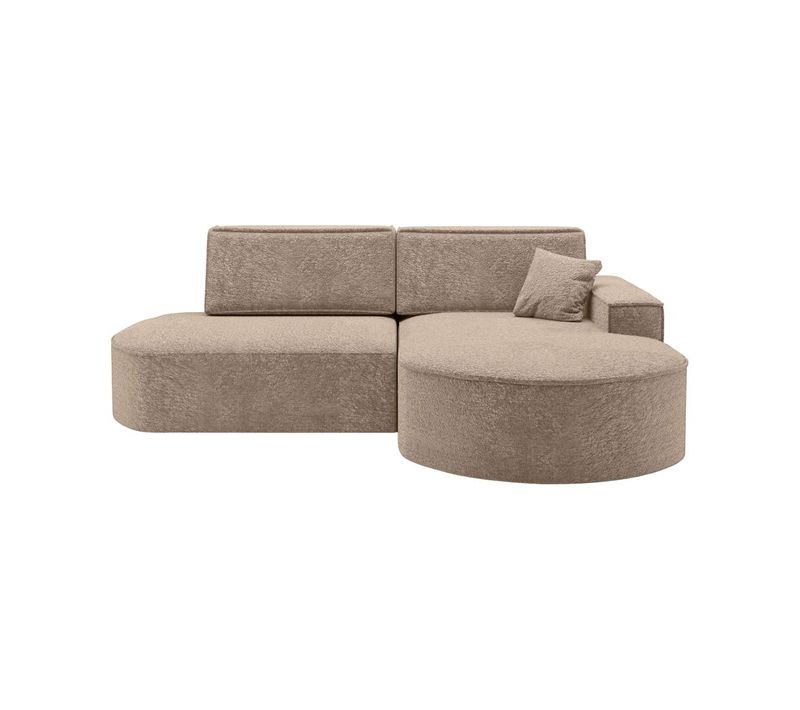 Canapé D'angle Droit Convertible 4 Places Marlo En Tissu Chenille - Taupe