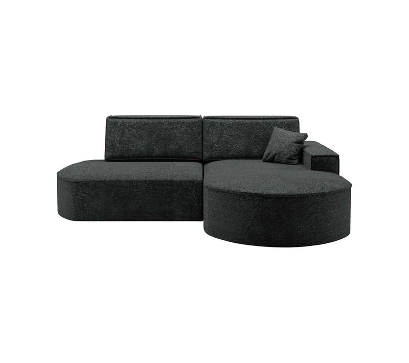 Canapé D'angle Droit Convertible 4 Places Marlo En Tissu Chenille - Gris Anthracite