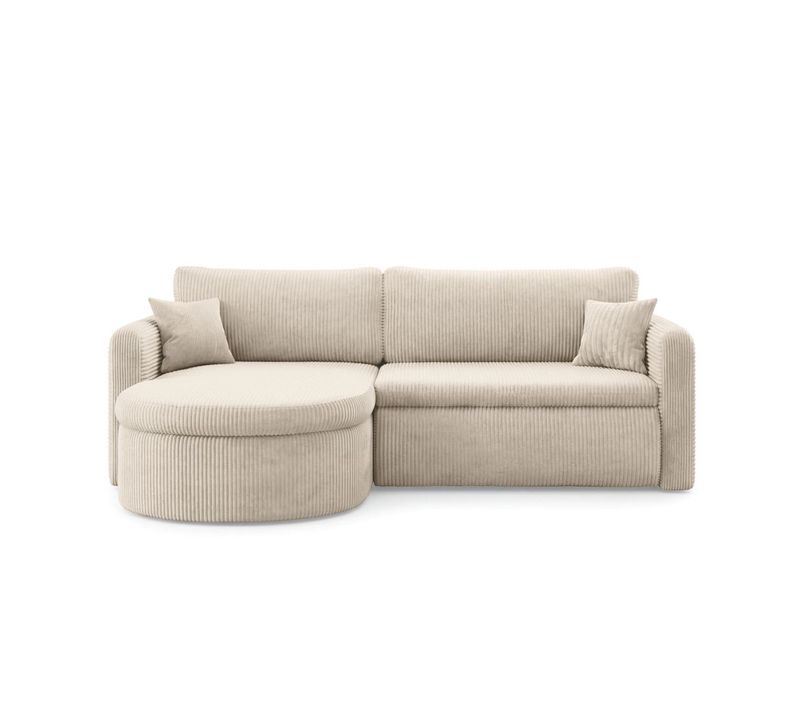 Canapé D'angle Reversible Convertible 4 Places Vera En Velours Cotelé - Beige