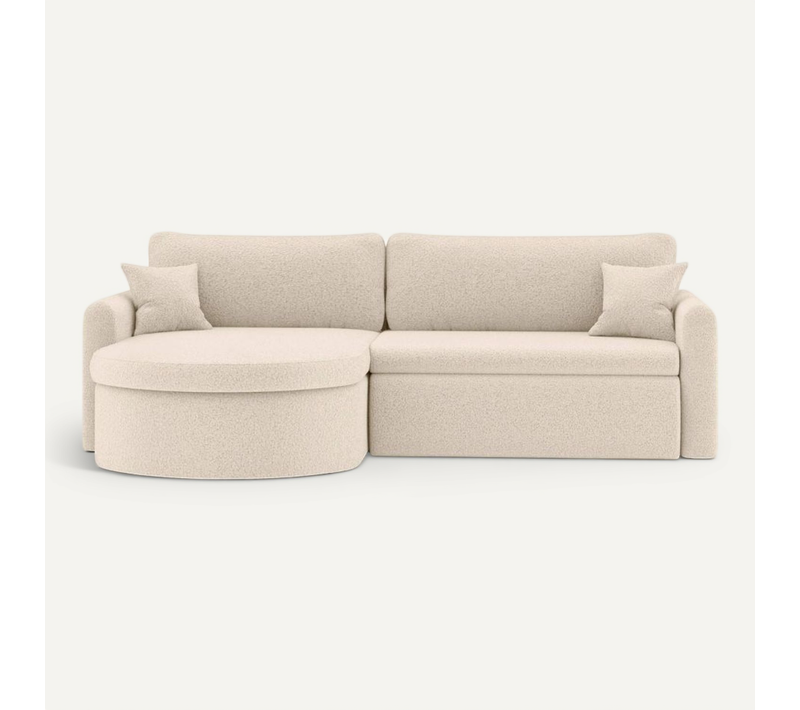 Canapé D'angle Reversible Convertible 4 Places Vera En Tissu Bouclette - Blanc