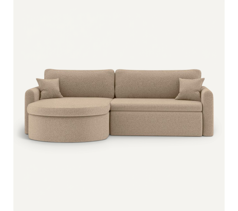 Canapé D'angle Reversible Convertible 4 Places Vera En Tissu Bouclette - Taupe
