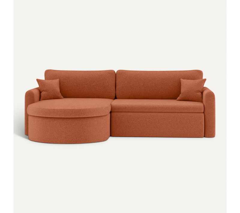Canapé D'angle Reversible Convertible 4 Places Vera En Tissu Bouclette - Terracotta