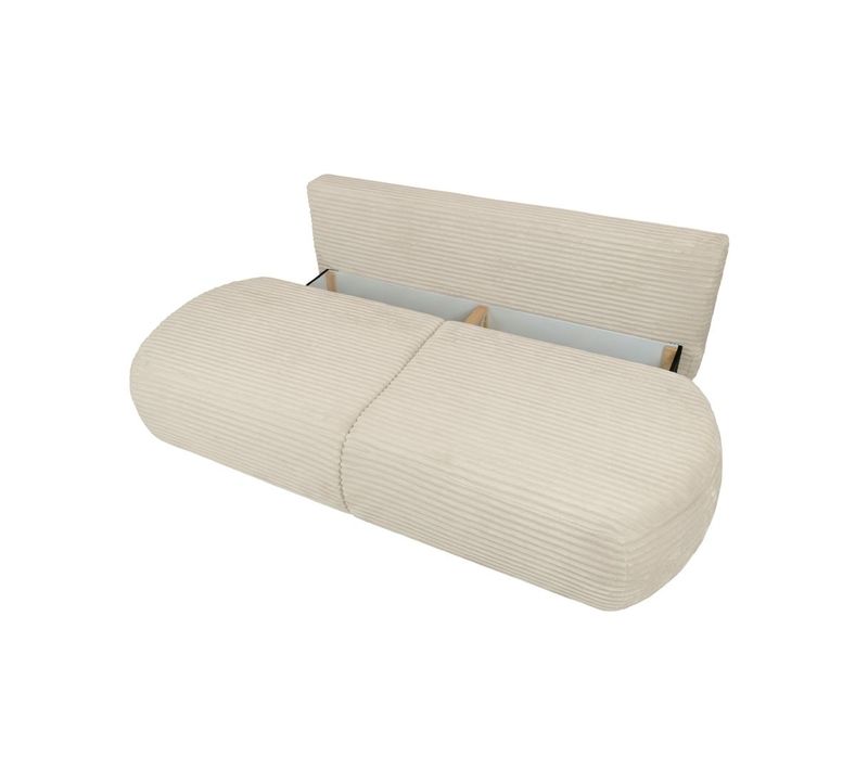 Canapé Convertible Droit 4 Places Fabio En Velours Côtelé épais - Beige