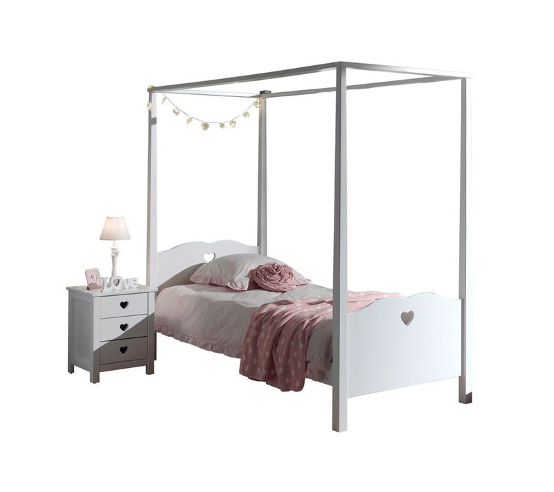 Lit Baldaquin Blanc 90x200