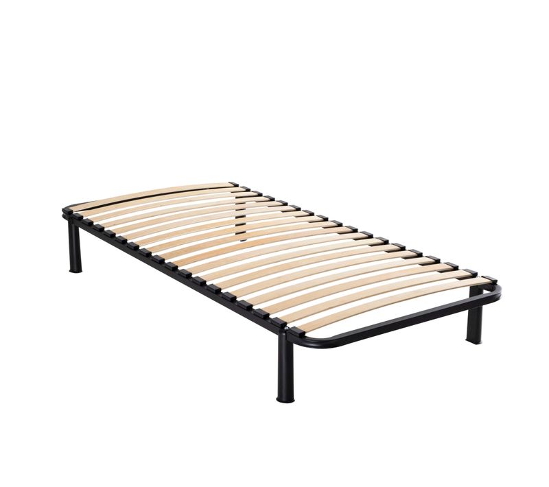 Sommier Cadre à Lattes En Kit Avec Pieds Noir 90x190