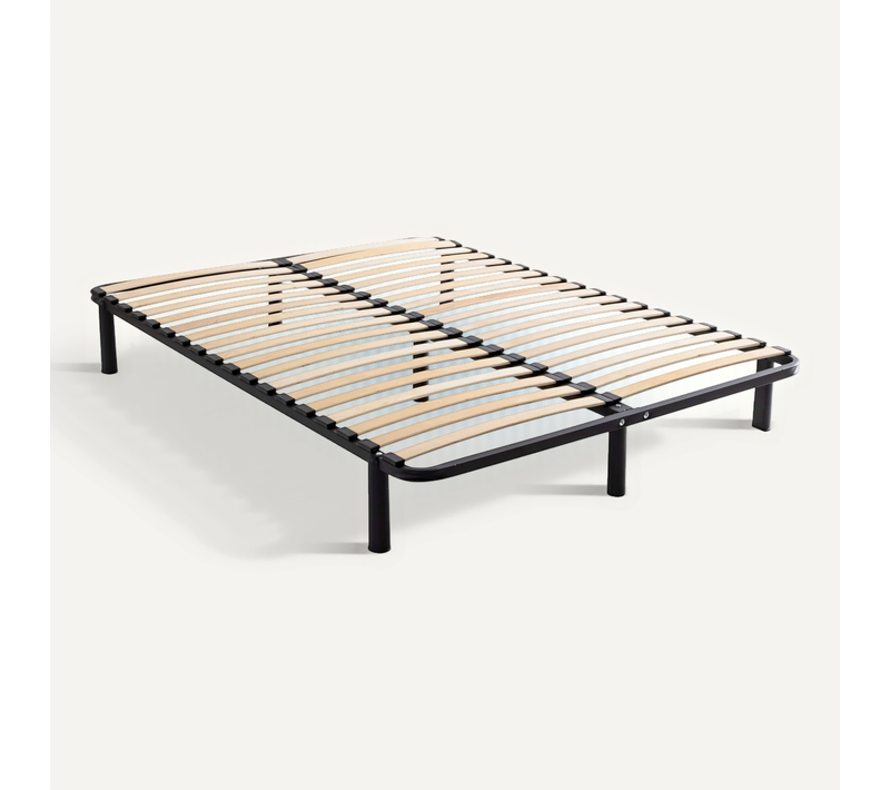 Sommier Cadre À Lattes En Kit Avec Pieds Noir 140x190